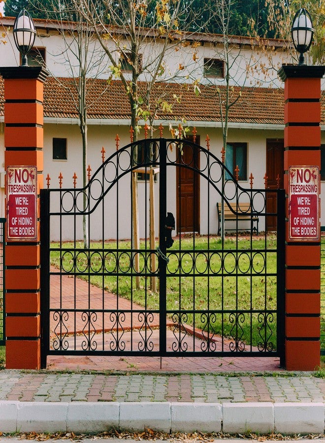 HRENCY Halloween Metal Signs No Trespassing We're Tired of Hiding the Bodies Metal Sign Retro Fashion Chic Funny Metal Tin Sign for Halloween Decorations - Image 5